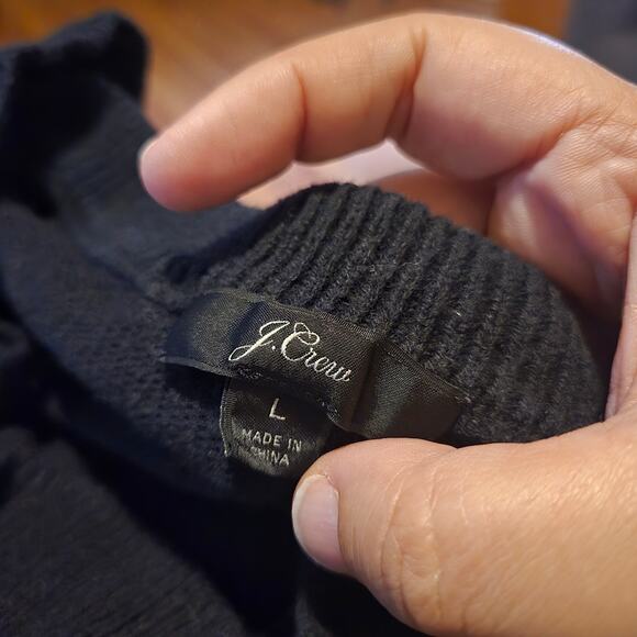 J crew sweater womens size large merino wool blend ruffle vneck sweater top - Picture 4 of 10